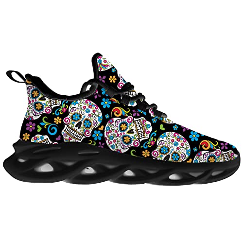 Sugar Skull Shoes for Men Women Road Running Shoes Sport Walking Tennis Sneakers Cross Trainer Shoes Gifts for Boy Girl 5