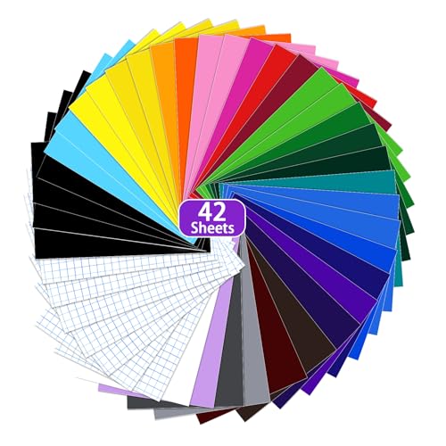 LUXECOVE 42 Bogen coloured vinyl, Color Plotterfolie Vinyl, 30,5 x 21 cm, Transferfolie Plotter, selbstklebende Plotterfolie zur Dekoration, Schneidemaschine