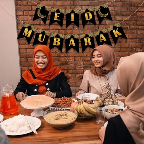 Image of Rozi Decoration metal Eid Mubarak Hanging Banner Decorations Items For Room,Office,Lawn,Garden,Entryway Decorations Pack Of 1 Banner,Red