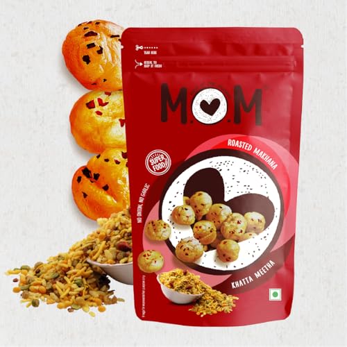 Image of MOM - Meal of the Moment, Roasted Khatta Meetha Makhana (Pack of 3), 52g - Gluten Free | Anti Oxidants | MSG Free | Zero Trans Fat | No added Preservatives and No Artificial Flavours