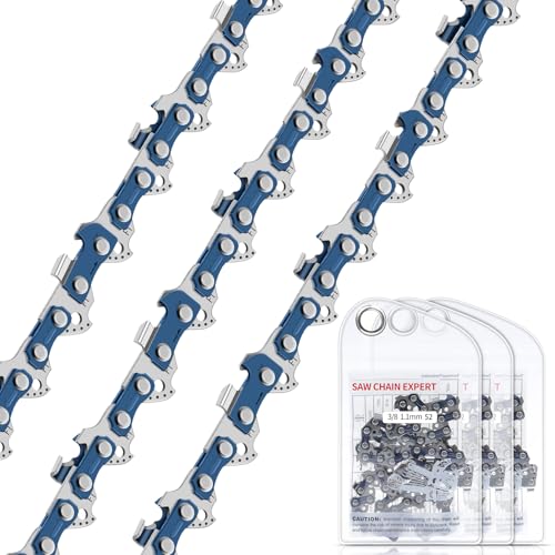 ROELLY Cadena Motosierra de 3 × 35 cm, Eslabón de Transmisión LP de 3/8 ', Cadena de Juego Bajo 52TG de 1,1 mm, Compatible con Dolmar, Bosch AKE 35-19 S/AKE 35 S (Dolmar, Oregon), Karcher, Husqvarna,