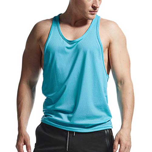 AIMPACT Men's Stringer Tank Tops Dri Fit Muscle Mesh Sleeveless Shirts Gym Vest for Men(RoyalBlue,S)