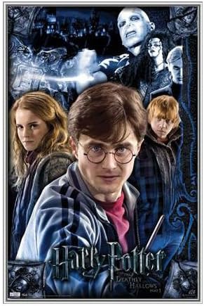 Amazon ハリー ポッターと死の秘宝額入りポスター 品質シルバーメタルフレーム22 X 34 アートフレーム ポスター オンライン通販