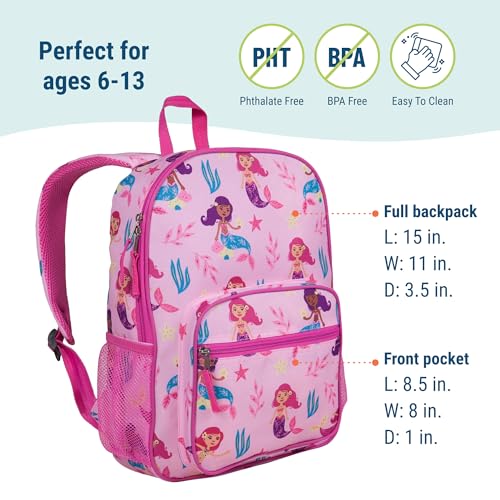 Wildkin Day2Day Kids Backpack – School & Travel Bag with Side Mesh Pocket - Groovy Mermaids4
