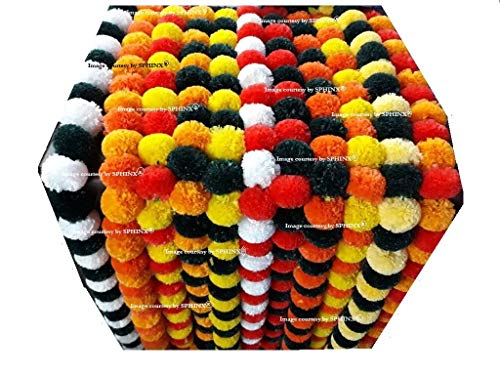 Image of Sphinx artificial marigold fluffy flowers garlands for decoration - 5 pieces (Assorted.)