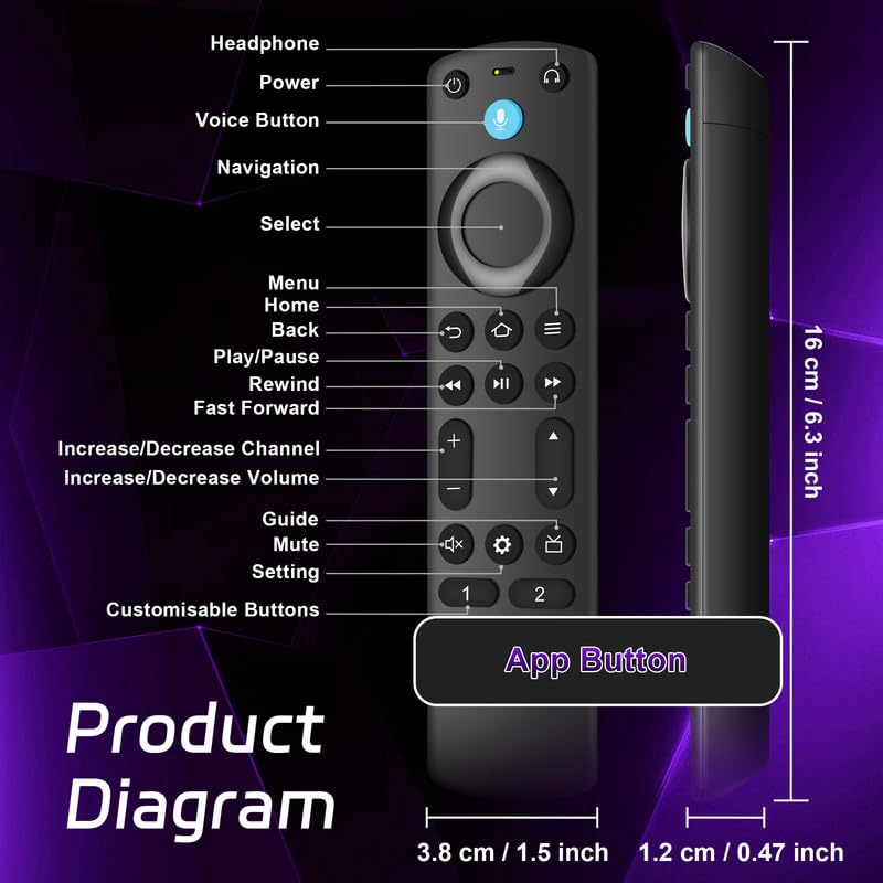 Image of Replacement Remote for FireSeries, Insignia Smart TVs Stick and TVs Cube, Voice Remote Compatible with TVs Stick(2nd /3rd Gen /Lite /4K /4K Max), Smart TVs 3rd Gen & TVs Cube(1st /2nd Gen), PRO Remote