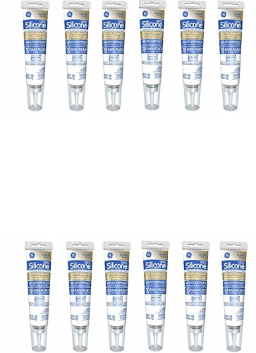 GE GE500 Silicone Caulk, 2.8 oz Tube, Clear (Pack of 12)
