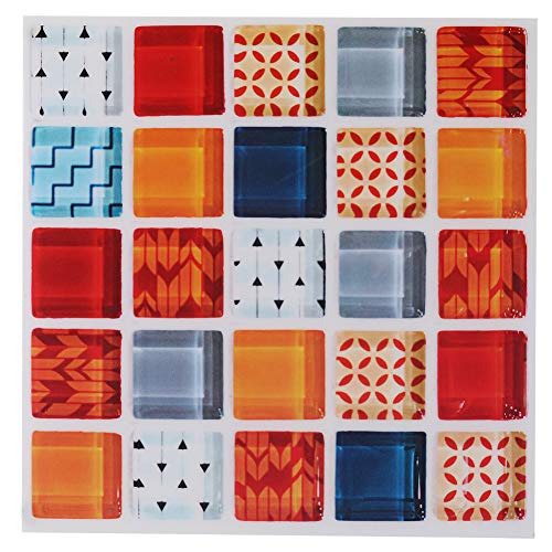 Pegatina de Pared, Decoración Autoadhesiva de Mosaico Vintage para Baño, Cocina, 6 uds., Azulejos de PVC de 7,9 'x 7,9' para Decoración del Hogar (FX715)