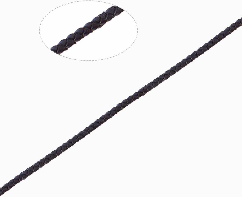 PH PandaHall Braided Reborn Leather Cord for Bracelet Necklace Making Black, 3mm, 5m/bag, 3mm-N - Image 4
