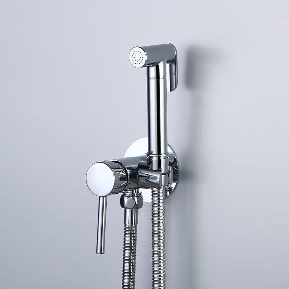 Kit spruzzatore per bidet portatile, per bagno, doccia, bidet, lavaggio animali domestici, per la pulizia di WC, bagno per animali domestici, igiene personale, connettore G1/2 (cromato)