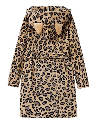 Teen Robe For Girls Cozy Classic Yellow Leopard Bathrobe Toddler Big Kid Size 16 #TOP1