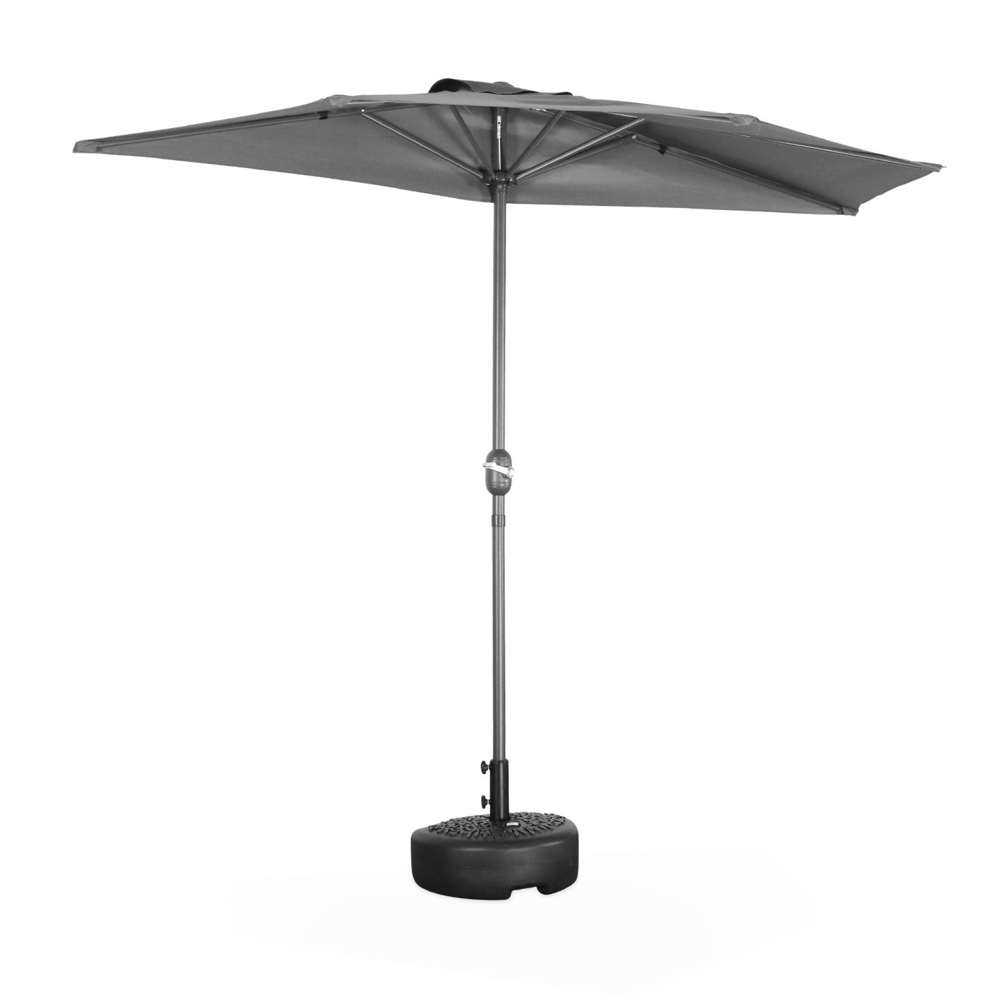 Alice's Garden - Parasol de balcon Ø250cm – CALVI – Demi-parasol droit mât central en aluminium avec manivelle d’ouverture