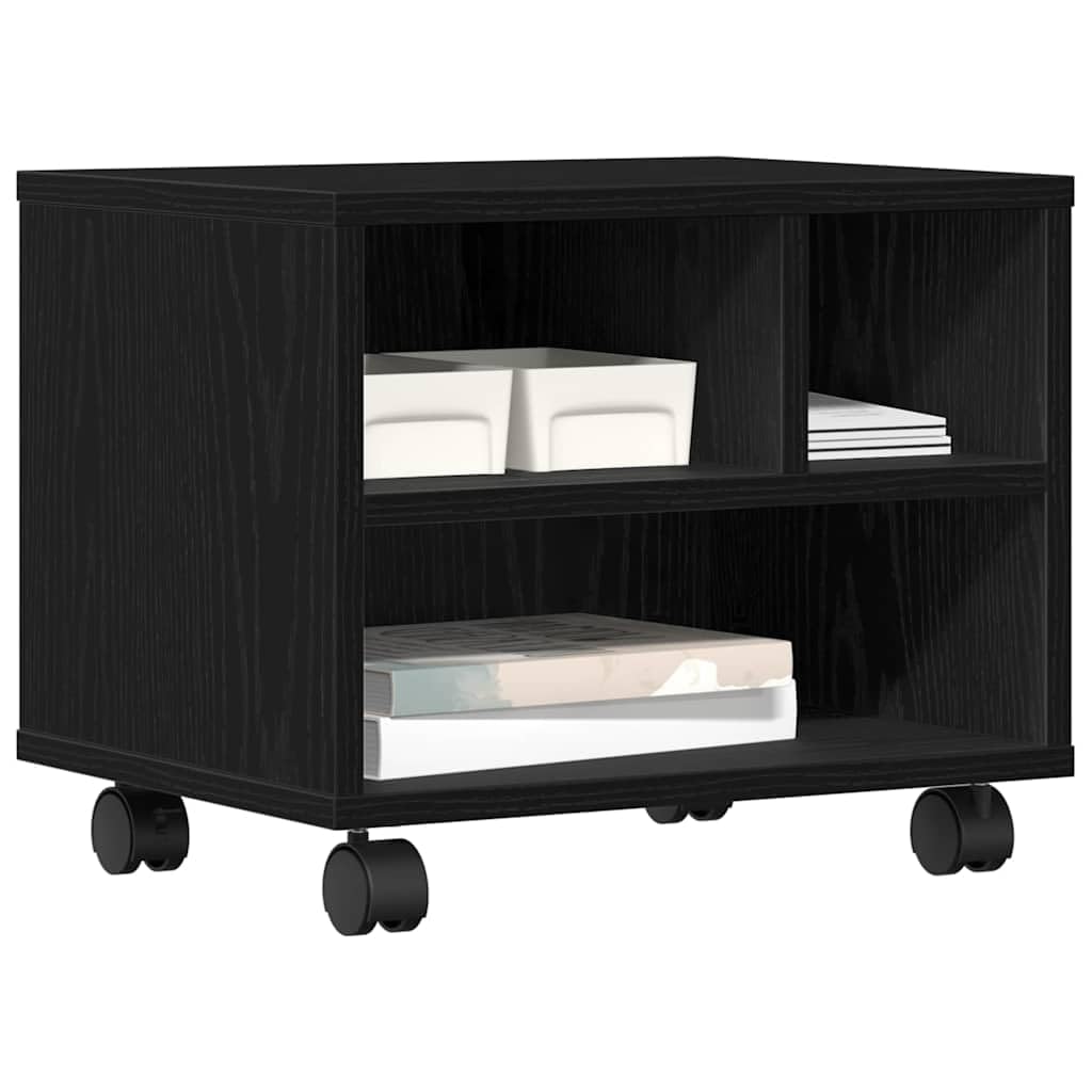 Supporto per stampante con ruote, in legno di quercia nera, 41 x 32 x 34,5 cm, supporto per stampante rettangolare per ufficio e casa, supporto mobile con ruote per stampante