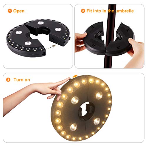 Image of HELESIN Patio Umbrella Light, 28 LED Lights at 200 lumens 3 Lighting Modes Cordless 4 x AA Battery Operated, Umbrella Pole Light for Patio Umbrellas, Camping Tents or Outdoor Use (Warm White)