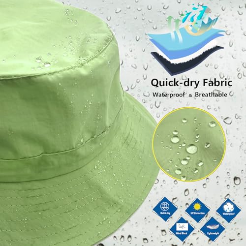 Image of woogwin Waterproof Bucket Rain Hat with Chin Strap Quick Dry Packable Boonie Sun Hat Safari Hat UV Protection
