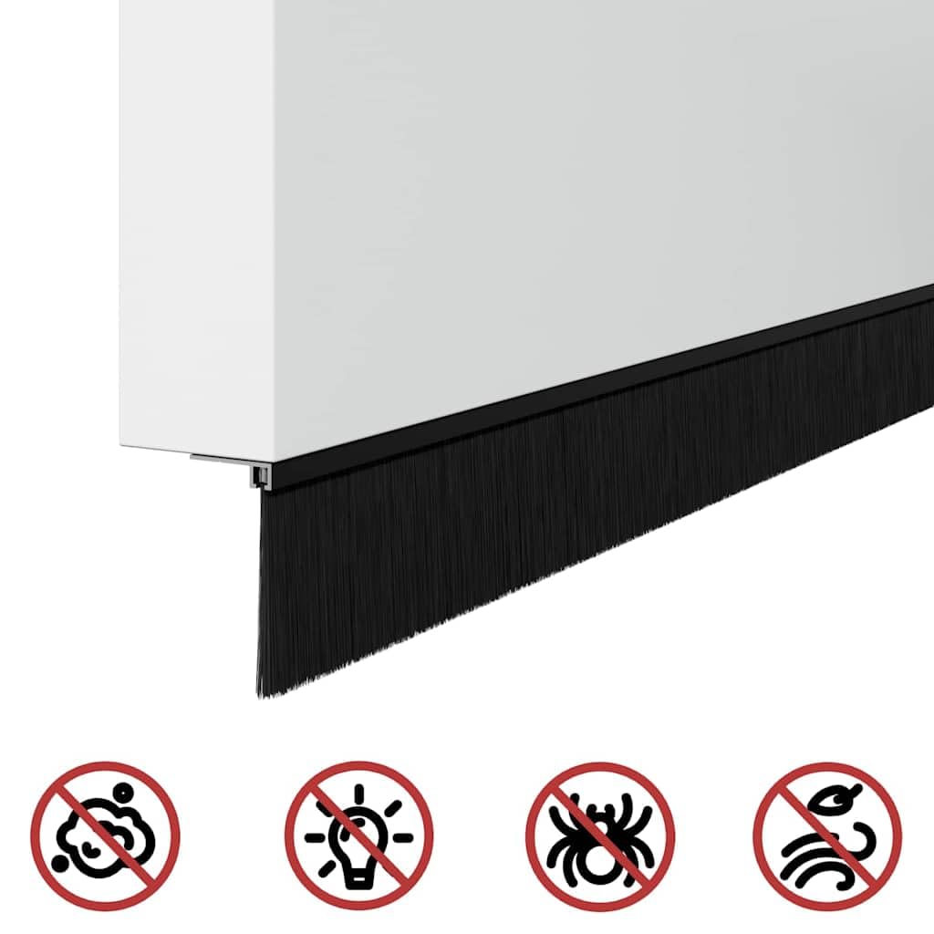 Nakładane uszczelki szczotkowe do drzwi, czarne, zestaw 6 sztuk, 100 cm, stop aluminium, do drzwi wewnętrznych i pokojowych, tłumiące dźwięki, blokują światło, przeciw przeciągom, kurzem i