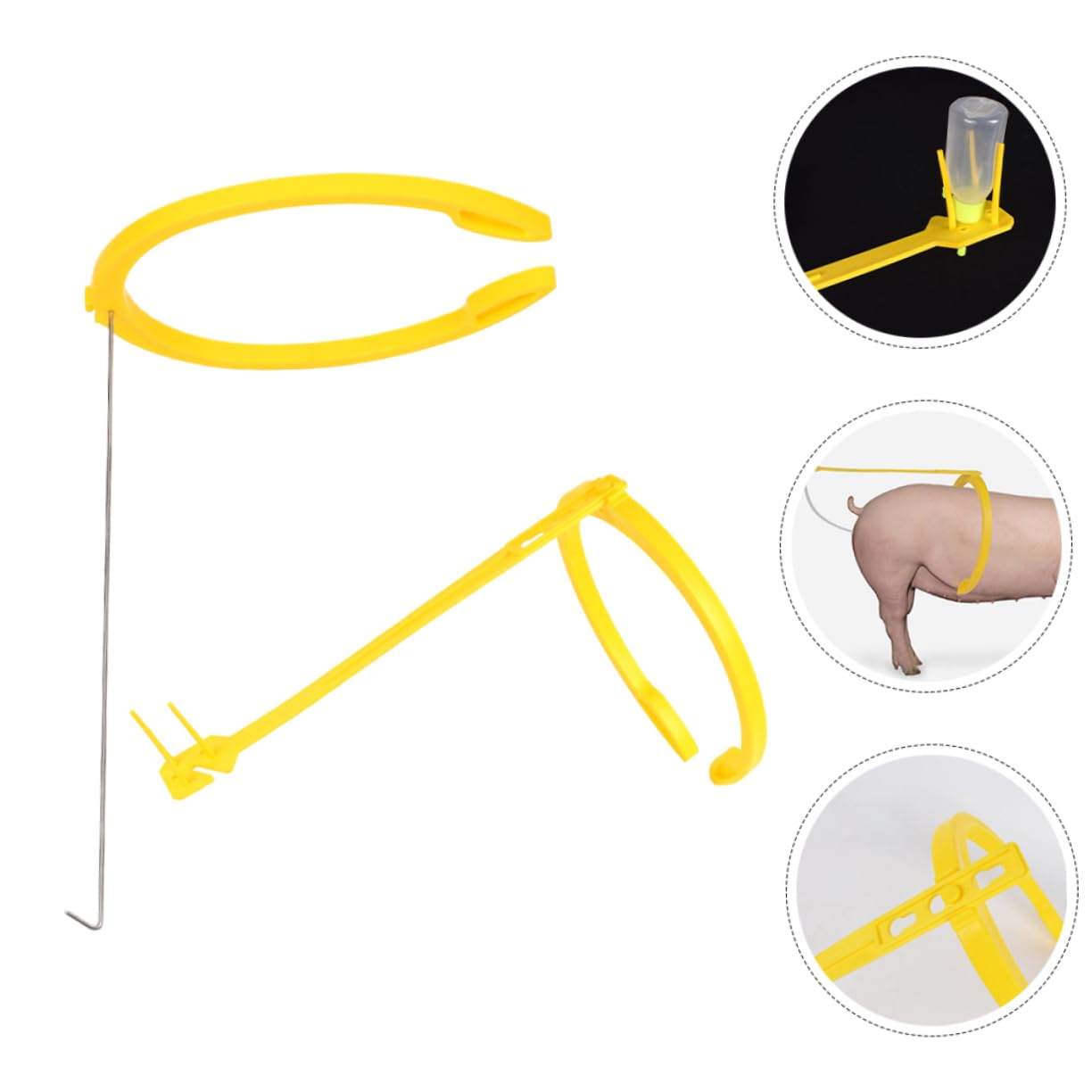 YARNOW Morsetto per Suini in Acciaio Inossidabile e Plastico 2 Pezzi Design Unico Utilizzo Professionale e Pratico per Allevamenti Suini