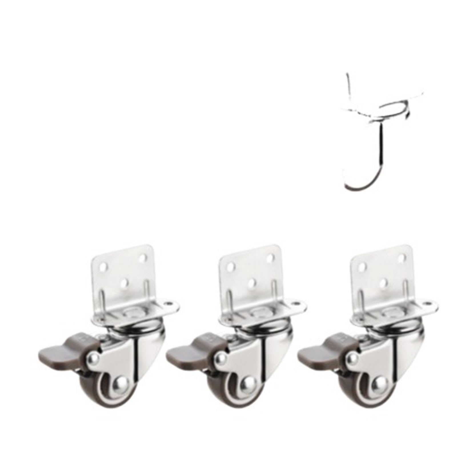 MXXDMOPD 4 Pieces/Batch Flower Stand Wheel L-Shaped Plywood 2-inch Pulley Table Caster Silent 1-inch Steering with Brake(1-inch-c)