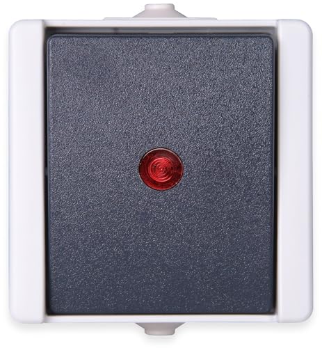 Kopp 541656003 Pro AQA Aufputz-Feuchtraum Schalterprogramm Kontrollschalter (Aus- und Wechselschalter) beleuchtet