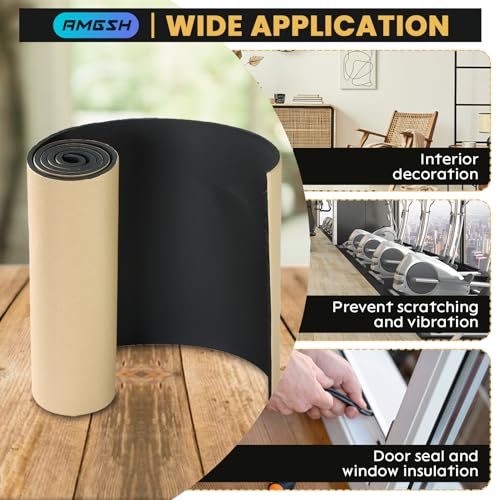 Image of Sponge Neoprene with Adhesive Foam Rubber Sheet, 1 /4 inch T x 12 inch W x 54 inch L, 4.5 Sqft for Weatherproofing,Gasket Seals, Crafts,Soundproof Padding, Vibration Dampening, Aquarium Leveling Mat