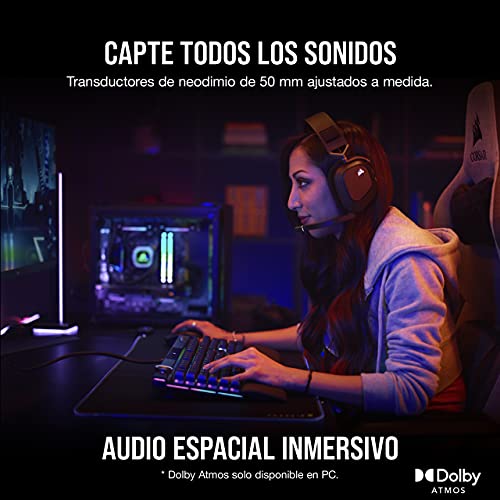Miniatura 4 de Corsair HS80 RGB Wireless Auriculares Inalámbricos para Juegos - Carbono