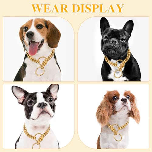 P Chain Collar, 10MM wide, 18K Gold Plated Cuban Link Strong Heavy Duty Chew Proof for Small Medium Big Dogs (25cm) - Image 2