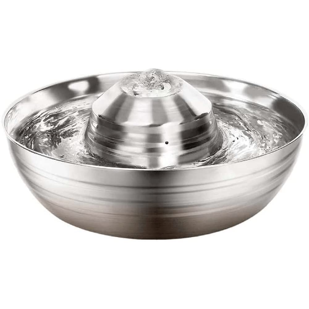 Cat Water Fountain, 2L/ Automatic Stainless Steel Pet Fountain Dog Water Dispenser, Ultra-Quiet Pump Filters & for Cats, Dogs, Multiple Pets