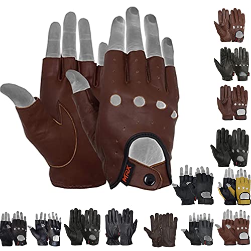 Image of MRX Driving Gloves Button Basic Soft Outdoor Glove Goat Leather Workout Full Finger, Black