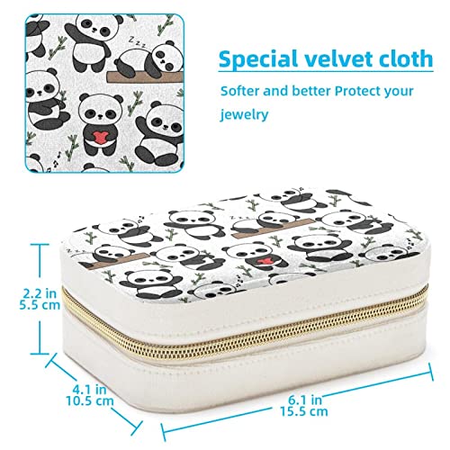 Boîte à bijoux portable panda compacte avec compartiments boucles d'oreilles