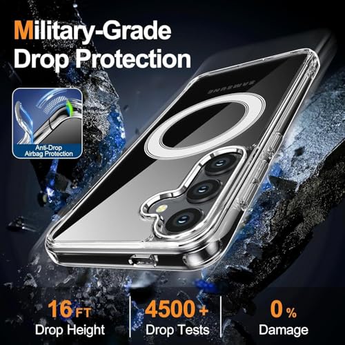 Image of REALCASE for Samsung Galaxy S24 FE 5G | Magnetic Clear Case | Durable, Scratch-Resistant | Slim Transparent Compatible with MagSafe | Protective TPU Bumper Back Cover for Galaxy S24 FE 5G