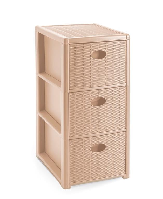 Stefanplast Mobile Cassettiera Elegance Slim 3 Cassetti Cashmere 30 x 40 x 60 cm