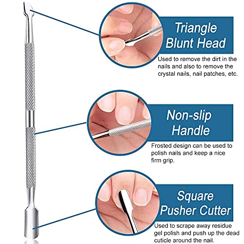Nagelhaut Pusher Remover Kit, 【3PCS】Edelstahl Dreieck Nagelhautschäler Schaber und Doppelt Beendet Nagelhautschieber… – Bild 7