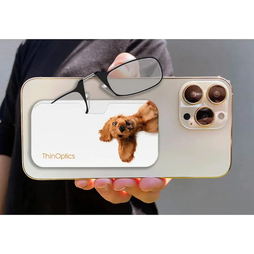 ThinOptics Reading Glasses 1.50 Black Frames with Dog Universal Pod Compact Case, Ultra-light Foldable Rectangular Glasses - Image 3