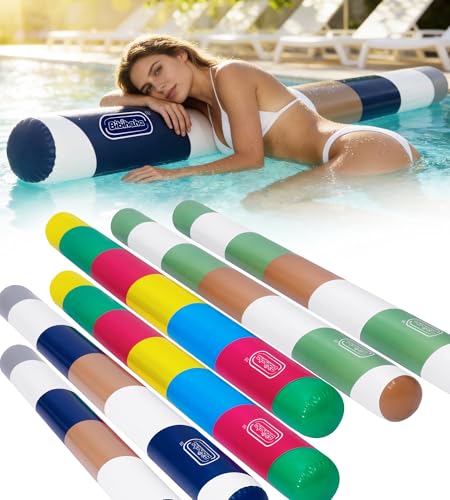 BIBIHAHA 6 Pack Inflatable Pool Noodles, 61 Inch Heavy Duty PVC Pool Floats for Adults & Kids, Jumbo Blow up Pool Noodles, Portable Giant Swim Noodle for Swimming, Lake, Beach, Travel