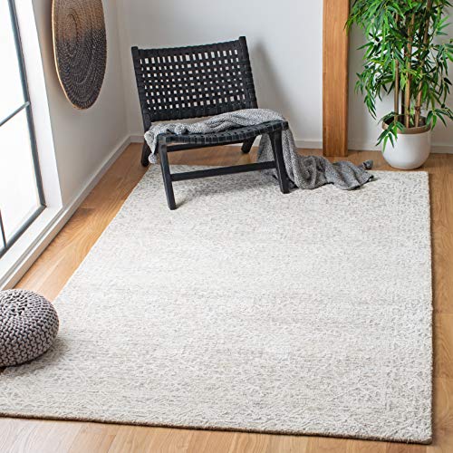 Tapete beige rectangular 3' x 5' de lana y viscosa miniatura 1