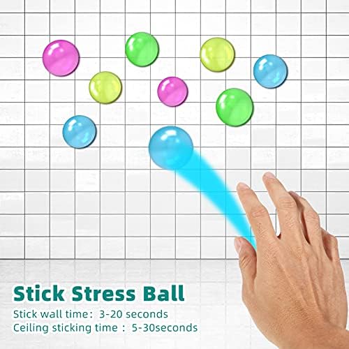 SKYLETY 12 Pieces Glow Balls Sticky Wall Balls Sticky Ceiling Balls Stress Relief Balls Ceiling Luminous Sticky Ball Fun Decompression Toy for ADHD, OCD, Anxiety