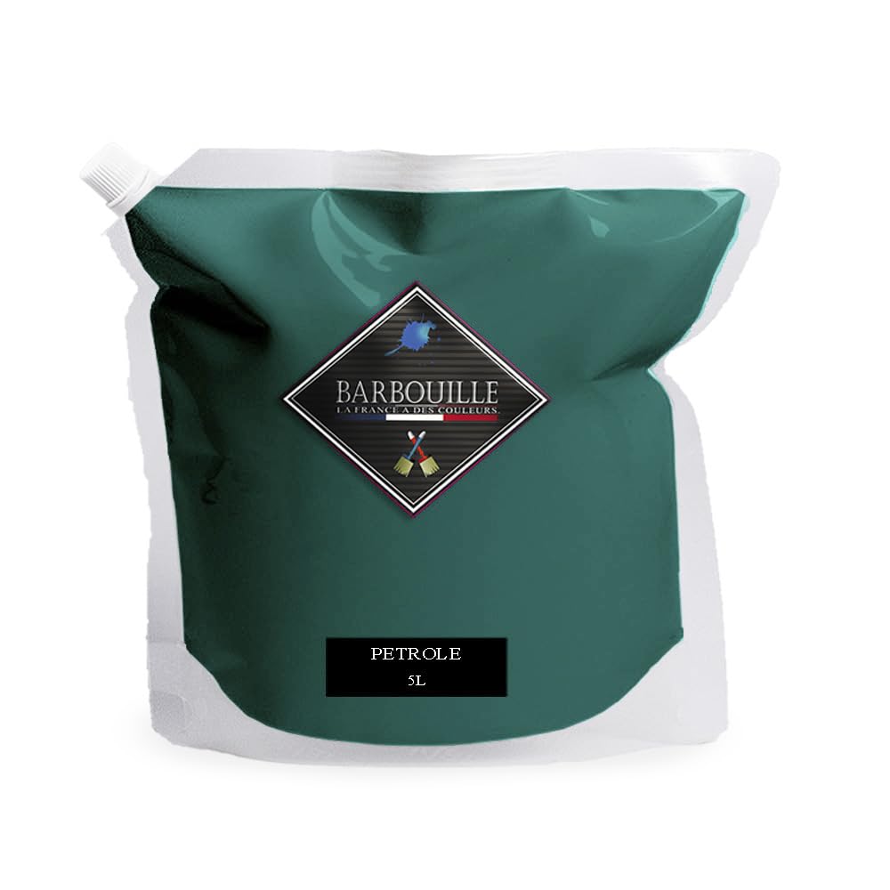 Peinture Acrylique Bleu Pétrole - Aspect Satin - Peinture Mur, Plafond, Boiserie & Balcon - Lessivable - Séchage En 30 min - COV A+ - Fabriquée En France - 5 L - BARBOUILLE