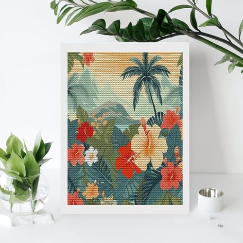 Kits de pintura de diamantes hawaianos 5D con cuentas redondas completas 4