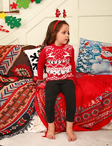 Image of Cowasto Mens Crewneck Christmas Sweater Family Matching Sets Knitted Sweater Pullover