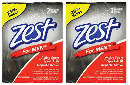 Zest for Men Active Sport 2 Bar 4 oz. each (2 Pack)