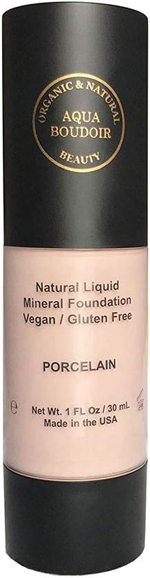 Aqua Boudoir Natural Organic Liquid foundation Makeup, Gluten-Free, Vegan, Cruelty-Free, Non Comedogenic, Hypoallergenic - color 10 Porcelain
