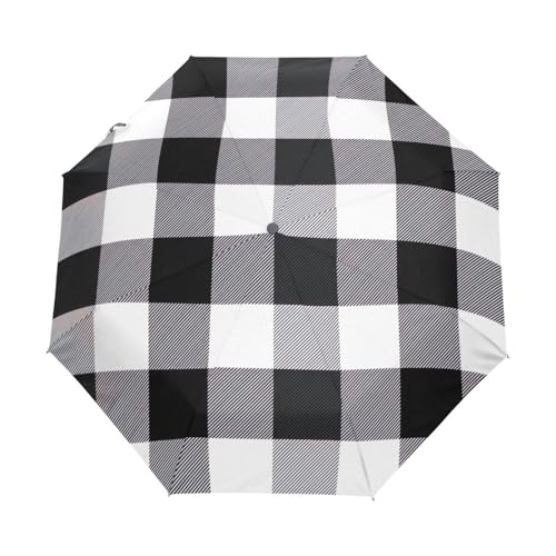 Parapluie compact automatique GAIREG à carreaux noir et blanc pour sac à dos