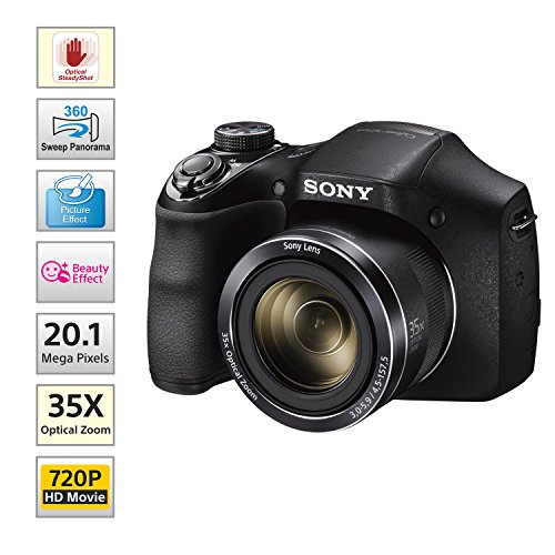 Image of Sony Cyber-Shot DSC-H300 /BC E32 Point & Shoot Digital Camera (Black) 35x Optical Zoom with Camera Case + SanDisk 128GB Ultra SDXC UHS-I Memory Card - 100MB /s, C10, U1, Full HD, SD Card