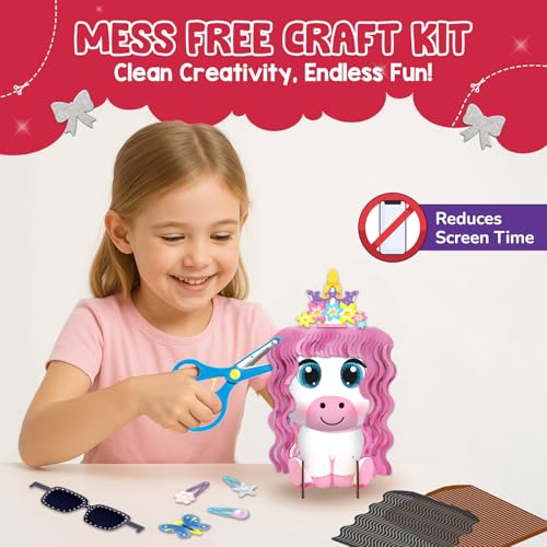 Image of Smartivity Snip 'N' Style Hair Styling Craft Kit for Kids | DIY Scissor Skills & Creativity Activity Set | Includes Princess, Mermaid & Unicorn Figures | STEM Art & Craft Toy for Girls Ages 4-8 Years