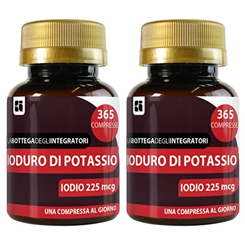 Yoduro De Potasio 730 Tabletas 225 mcg de Yodo 1 por día | Sin Gluten y Sin Lactosa | no de origen animal | 2 Paquetes de 365 | Made in Italy