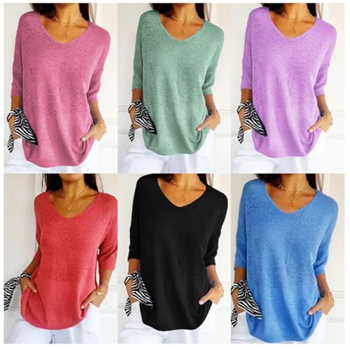 Frontley Shamfreshen Solid Color Knitted V-Neck Top, Frontley Solid Color Knitted V-Neck Top-Gray-Green||M3