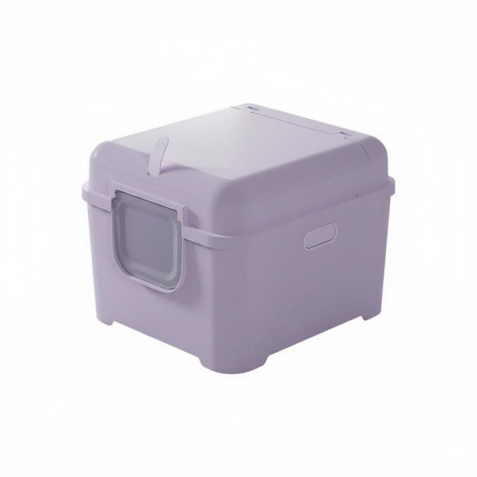 Cat Toilet Contenitore Chiuso per Lettiera Gatti Grande Capacità Plastica Antiodore Riduce La Dispersione Adatto a Uso Casalingo E Animali Piccoli, Viola Crema