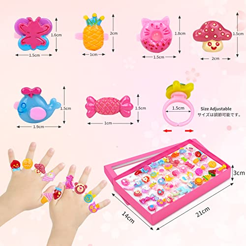 50 Pcs Little Girl Jewelry Rings Birthday Gifts- Kids Pretend Play And Dress Up Jewelry Rings For Girls 3-12 Year Old Festive Gift | A Variety Of Rings Styles Easter Basket Stuffers Party Favors #TOP4