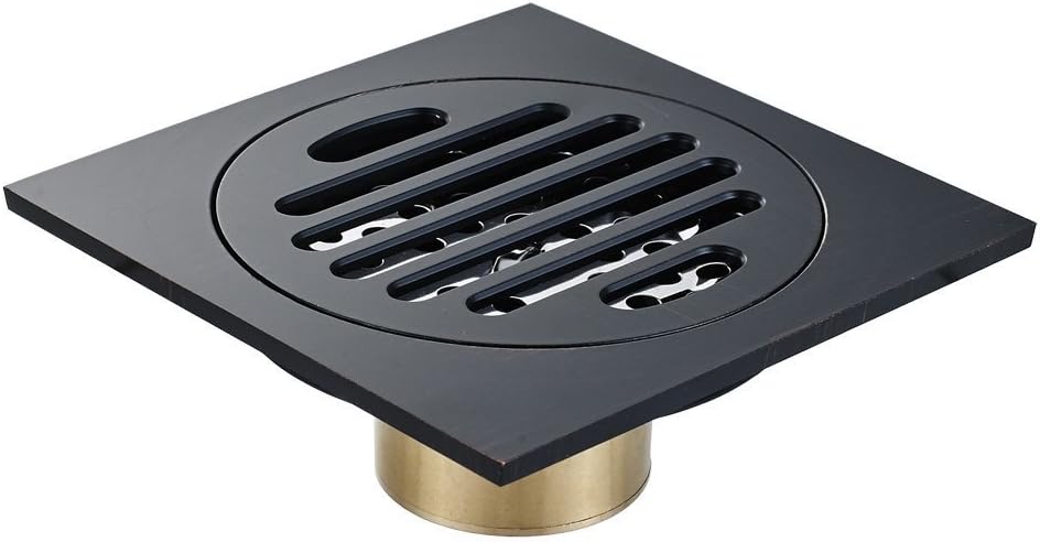 Eridanus Square Floor Drain Waste Drain Cover for Bathroom Shower Room Toilet Laundry Garden Outdoor, Brass Shower Drain Classic design, Matte Black