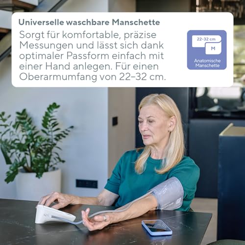 B.Well Swiss Automatisches Oberarm-Blutdruckmessgerät PRO-35, klinisch validierter Blutdruckmesser Arrhythmie- und Vorhofflimmern-Erkennung und 30 Speicherplätzen, Inkl. waschbarer Manschette, Größe M